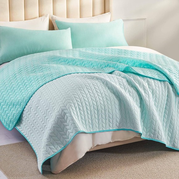 YIYEA Cooling Quilt Set, Arc-Chill Q-Max>0.5 Cool Quilt with 1 Pillow Sham(Twin) - Picture 1 of 8